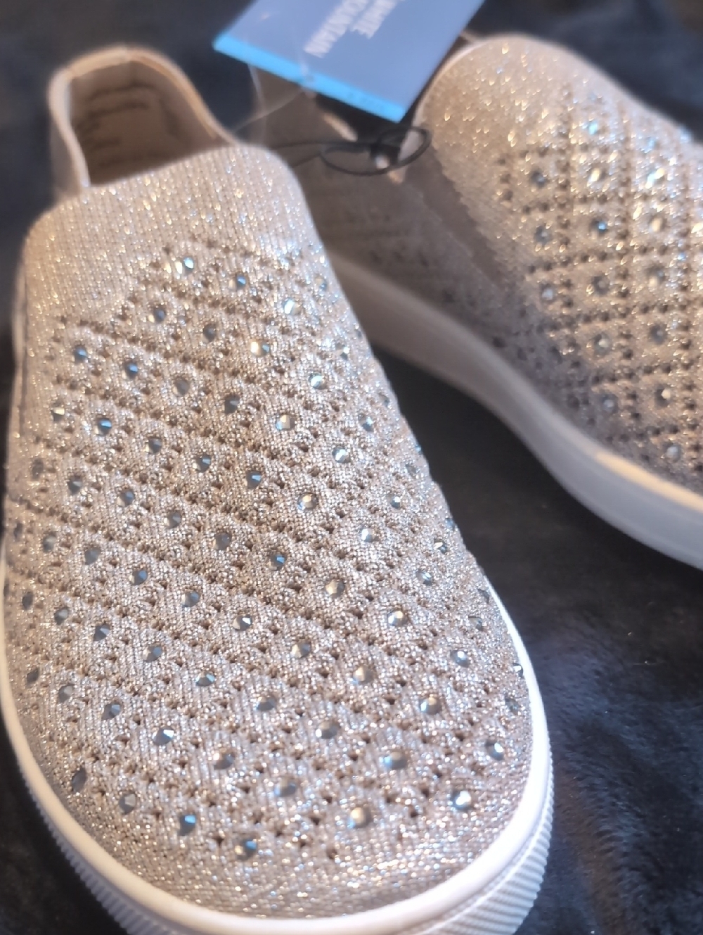 White Mountain Women's Glitter Slip-On Sneakers in Champagne Gold
